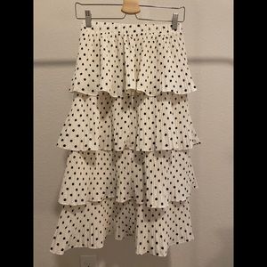 Princess Polly ruffled polka dot midi skirt
